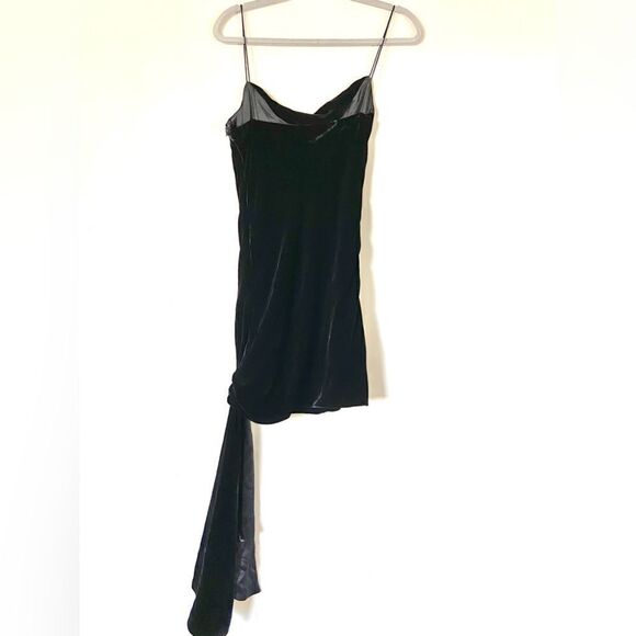Cinq A Sept Ryder Velvet Mini Black Dress Tassle Backless Size 8 - Picture 10 of 13